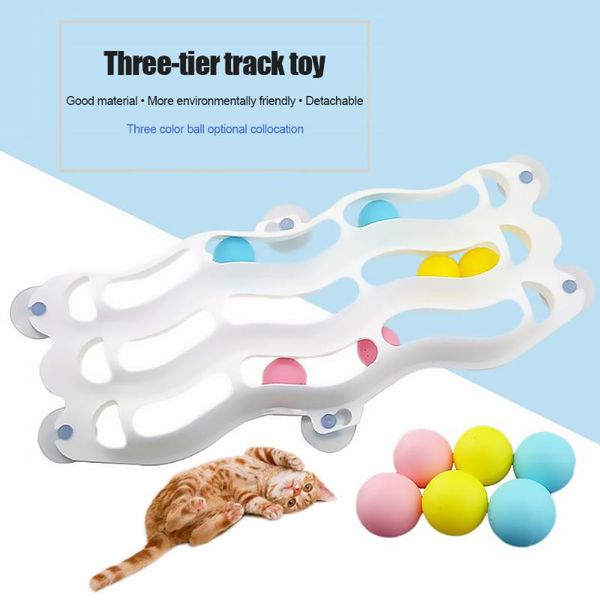 

cat toys pet funny ball toy sucker windows play pipe with balls tease interactive educational