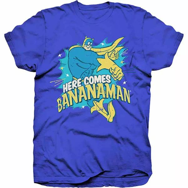 

hasbro here comes bananaman licensed men t-shirt, White;black