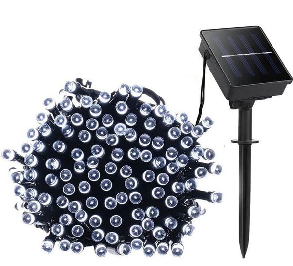 Party-Dekoration, weiß, rosa, 7 m, 12 m, 22 m, Solarlampen, LED-Lichterkette, 100/200 LEDs, Outdoor, Fee, Urlaub, Weihnachtsfeier, Girlanden, Solar-Rasen-Gartenlichter, wasserdicht