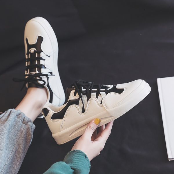 

dress shoes women's fashionable shoes vulcanize spring casual plutonium leather women's white apartments s6dx, Black