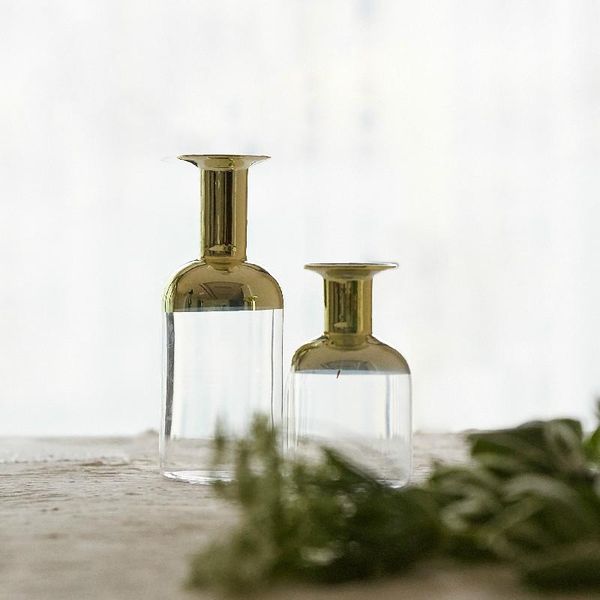 

vases simple electroplated golden glass vase nordic bottle desk water culture flower dried flowers