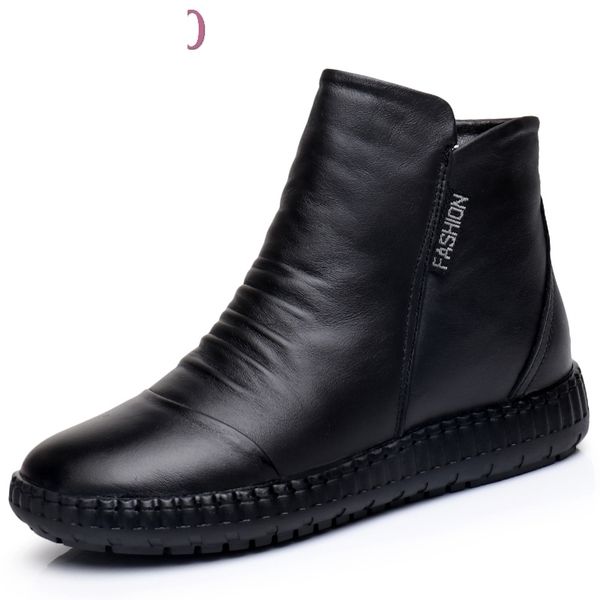 

boots 2021 autumn fashion women genuine leather handmade vintage flat ankle botines shoes woman winter botas ychx, Black