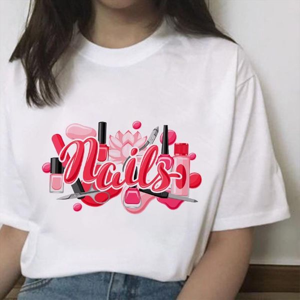 

summer fingernail nail art make women t shirts up 90s womens graphic female, White