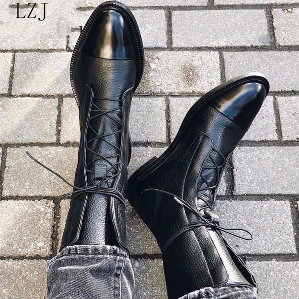 

boots 2021 winter thick with bottom british locomotive for cylinder knight ladies mid-calf boot women, Black