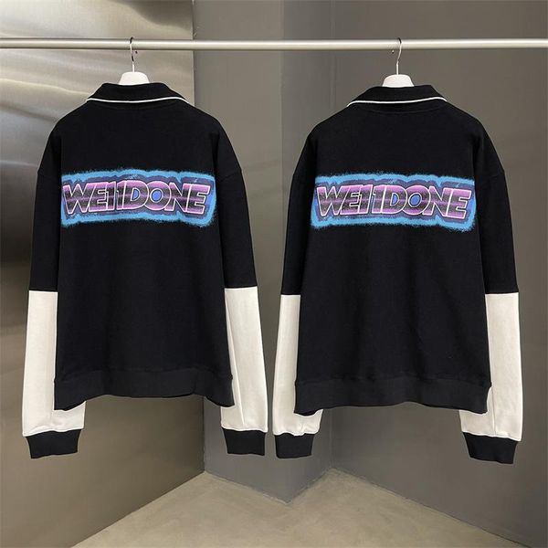 

men's jackets high street men women we11done jacket autumn winter colorful letters baseball coat uniform oversize welldone loose, Black;brown