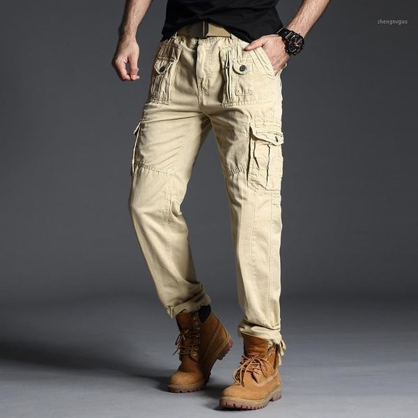 

men's pants army style men plus size cargo pant solid color military overalls outdoors long trousers fashion, Black