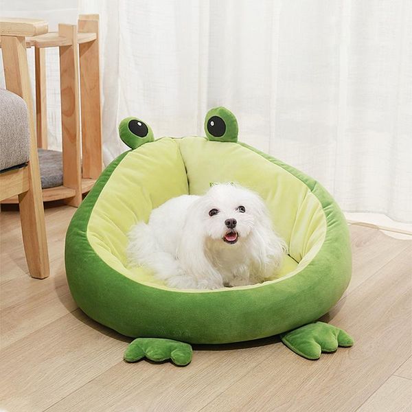 

cat beds & furniture mats frog pet nest keep warm breathable dog kennel plush cushion lotus leaf shape winter supplies