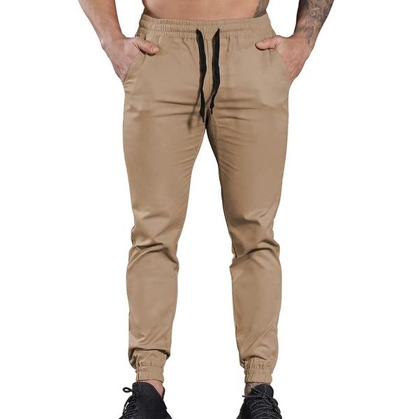 

men's pants fashion gyms joggers fitness for casual male workout skinny sweatpants bodybuilding sporting men drawstring trousers, Black