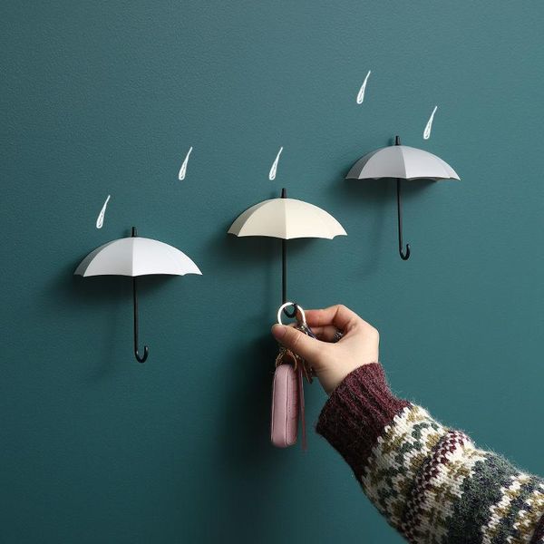 

hooks & rails cute umbrella shape hook wall-mounted rack creative punch-hanging key holder kitchen bathroom organizer storage tool