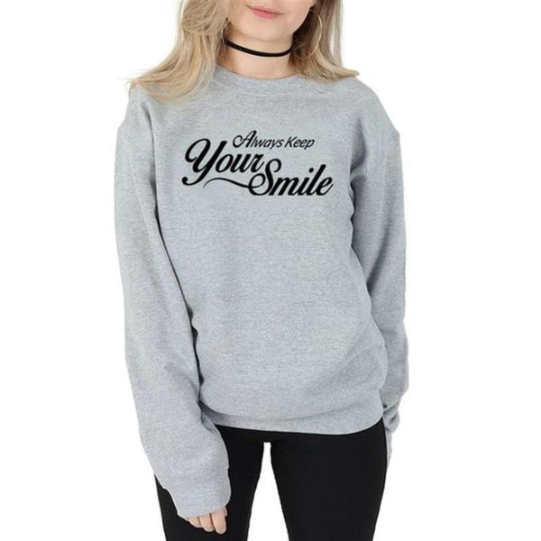 

women's hoodies & sweatshirts keep you always smiling letters print crew neck for women femmes loose casual pattern youth, Black
