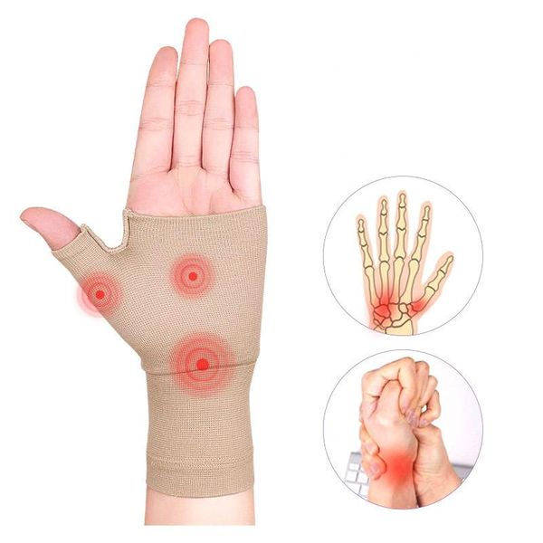 

1pair compression arthritis gloves men women wrist support for joint pain fatigue tendonitis sprains sports brace guard, Black;red