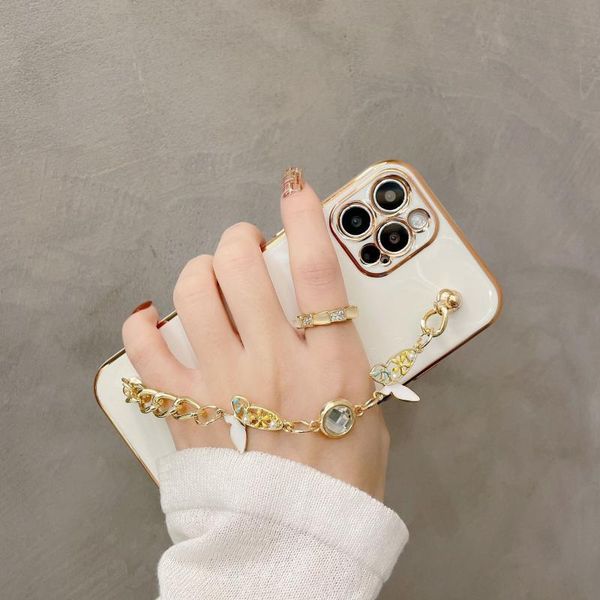 

card holders butterfly bracelet suitable for iphone11pro/12mini apple x mobile phone case 7/8plus/xs max/xr/6, Brown;gray
