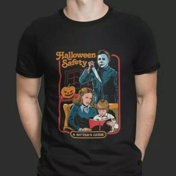 

halloween t-shirt horror myers freddy jason friday 13th pennywise c, White;black