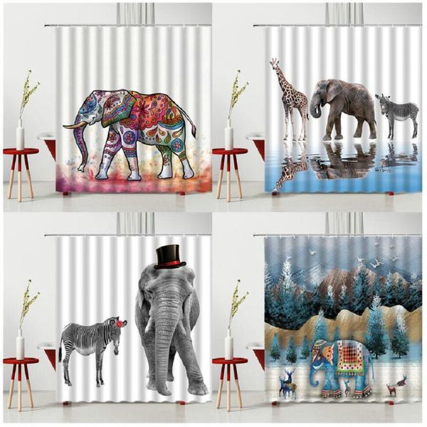 

shower curtains africa prairie animal elephant bathtub decoration bathroom screen multiple size hanging curtain with hooks