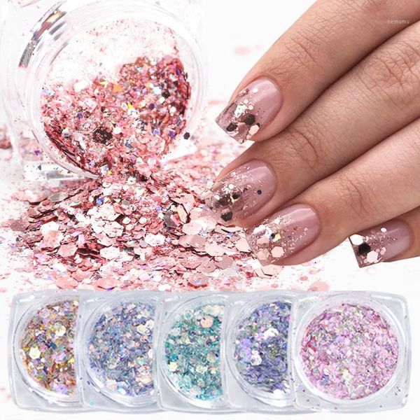 

boxes/set 3d mermaid sequins nail glitter flakes mixed mirror hexagon diy spangles paillette art decorations ladj01-12-31, Silver;gold