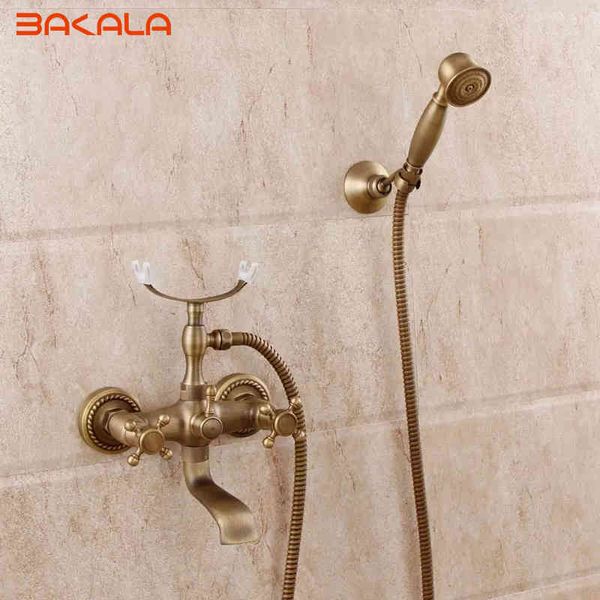 

bathroom shower sets dhl luxury antique brass rainfall set faucet + tub mixer tap handheld wall mounted gz8305 cgf