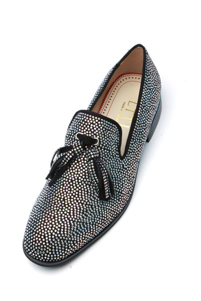 

men's leather dress shoes , fashionable knot and bright color uppers with rhinestone trim, size: 38-46, Black