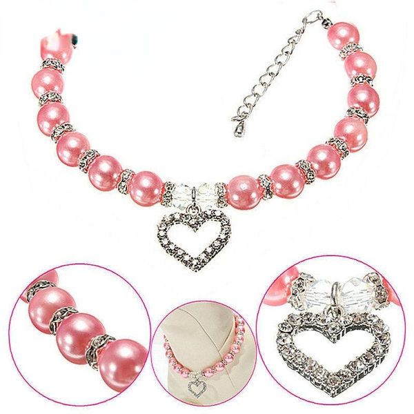 

cat costumes junxin beauty rhinestones pearls love puppy pet dog collar necklace accessories gato
