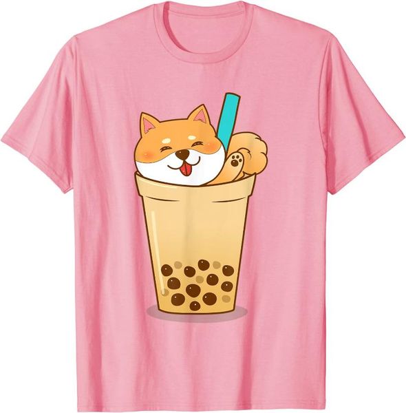 

boba tea bubble kawaii cute japanese lover gift dog t-shirt men's t-shirts, White;black