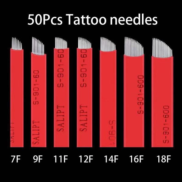 

tattoo needles 50pcs 7 9 11 12 14 16 cf shape microblading laminas nano pins blade for 3d makeup eyebrow pen tebori embroidery