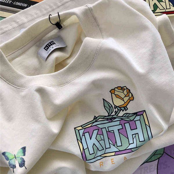 

2024 Box T-shirt Casual Women 1 Best Quality Kith t Shirt Floral Print 2021 Summer Daily Men Tops Wholesale, Gold