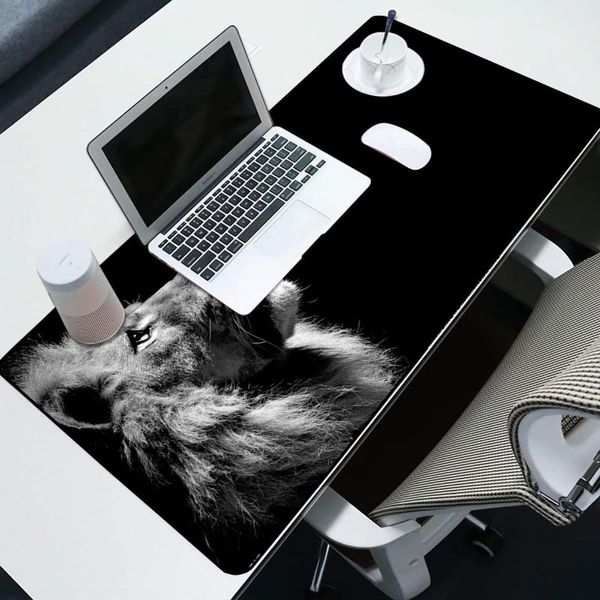 

mouse pads & wrist rests cool lion black large locking edge gamer pad computer desk mat anime non-skid gaming mousepad notebook pc accessori