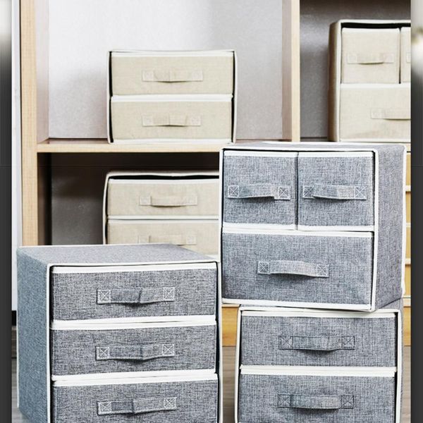 

storage drawers clothes foldable organizer wardrobe fabric sorting box cotton linen waterproof hold underwear socks scarf