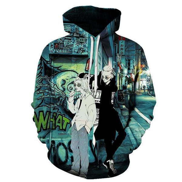 

men's hoodies & sweatshirts anime tokyo revengers 3d print hoodie men women fashion casual cool pullover boys girls harajuku streetwear, Black