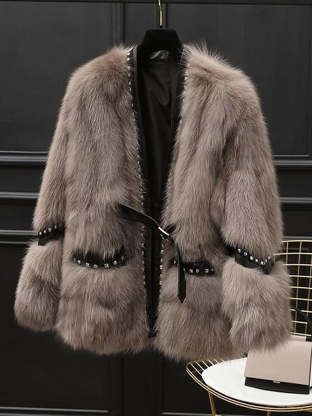 

women's fur & faux super quality real coat slim elegant female jacket sheepskin lace jackets for women 2021 ropa para mujer zjt1585, Black