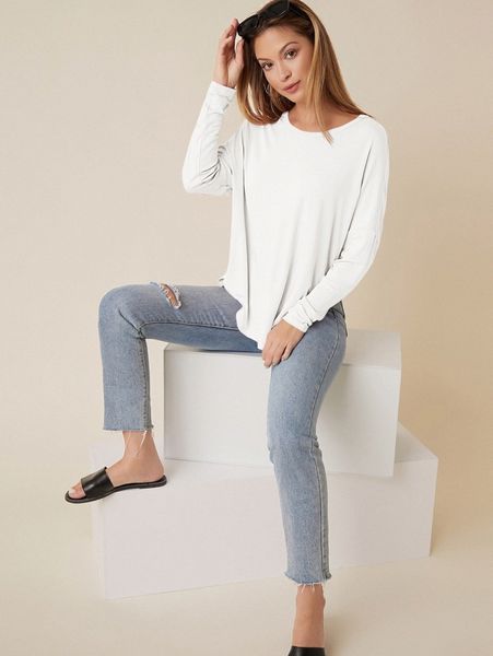 

drop shoulder oversized tee m7wp#, White