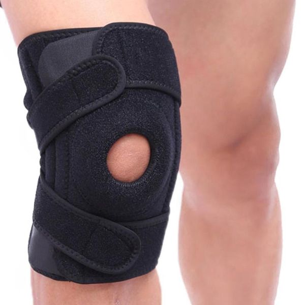 

elbow & knee pads elastic support brace kneepad adjustable patella safety guard strap for outdoor sports, Black;gray