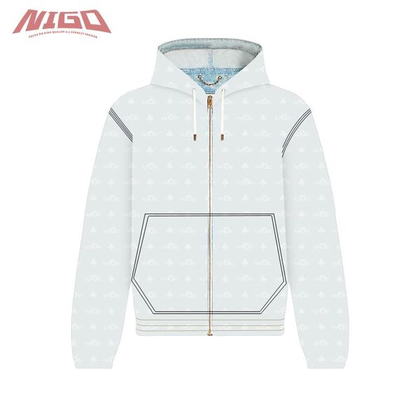 

men's hoodies & sweatshirts nigo 21ss full zip denim hoodie #nigo236, Black