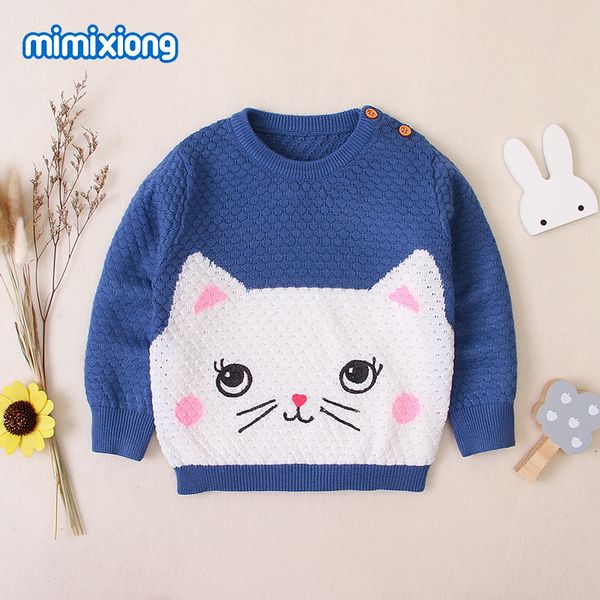 

factory wholesale boys' and girls' cat knitted sweater, Blue
