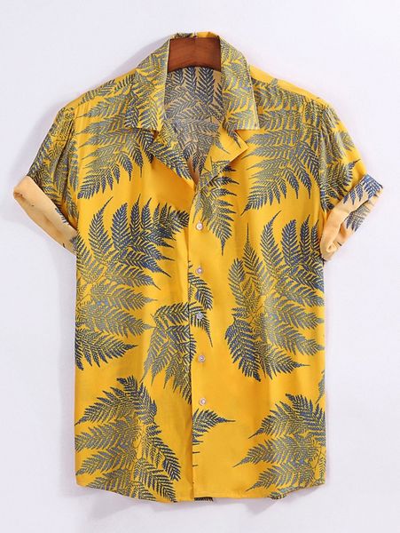 

men plants print shirt 350h#, White;black