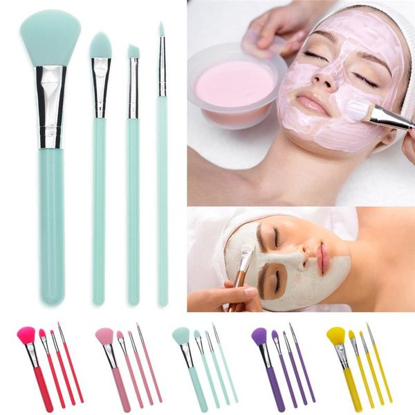 

makeup brushes 4 pcs/set silicone facial face mask brush mud mixing tool 5 color soft women skin care