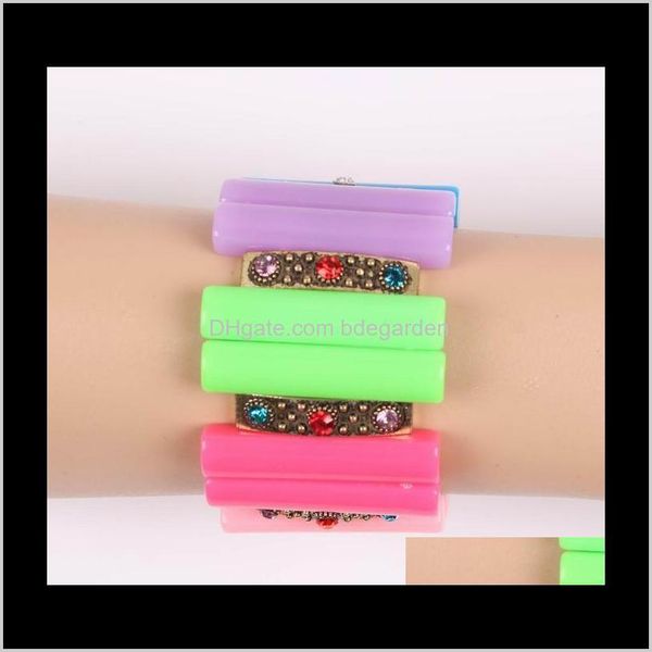 

charm drop delivery fashion 2021 big exaggerate wholesale stretch bracelets with crystals for women resin alloy metal jewelry o12hf, Golden;silver