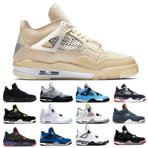 

cost-effective sail unc jumpman 4 mens boots shoes metallic travis scotts union x guava bred university blue 4s men trainers sports, Black