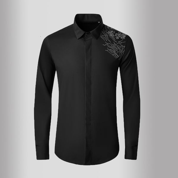 

tee polo shirt shirt shirt cotton white black luxury dragon embroidered long sleeve casual mens fashion slim fit man shirts