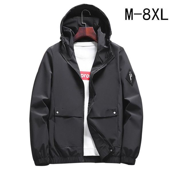 

men's jackets mantlconx oversize 7xl 8xl spring autumn windbreaker hooded jacket men plus size casual male coat brand, Black;brown