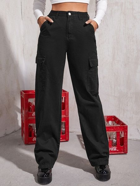

high waisted slant pocket cargo jeans n7br#, Blue