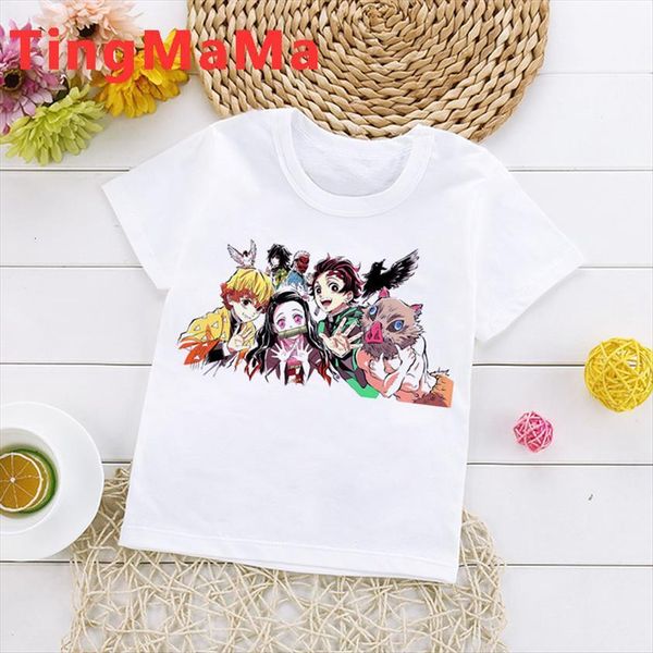 

demon slayer t shirt kids kawaii summer cartoon kimetsu no yaiba funny blade boys children clothes, Blue