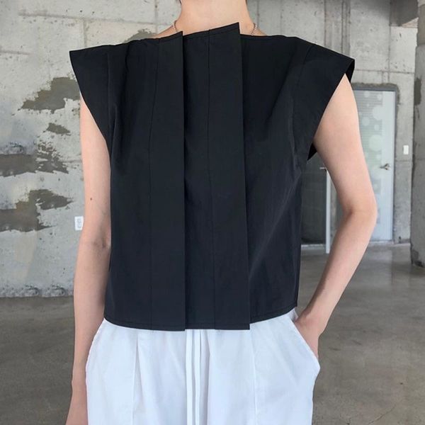 

[ewq] women fashion new wild simple holiday casual temperament elegant blouse flying sleeve loose fit shirt tide summer 210423, White