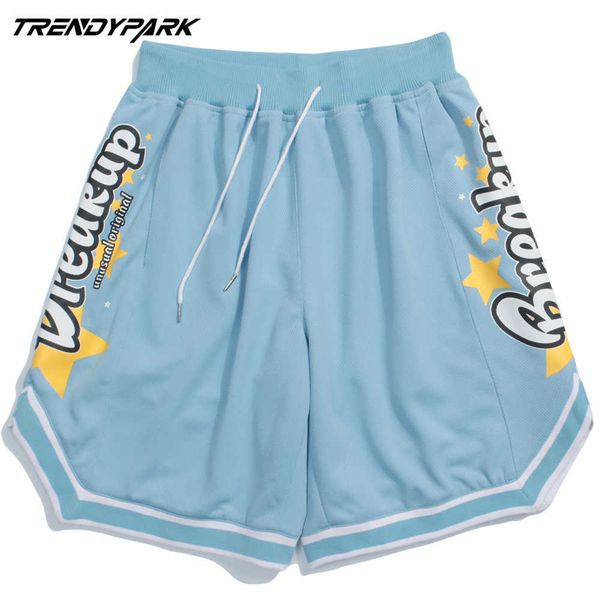 

men's basketball short summer hip hop breathable streetwear harajuku sweatpant letters pocket drawstrings casual jogger shorts 210601, White;black