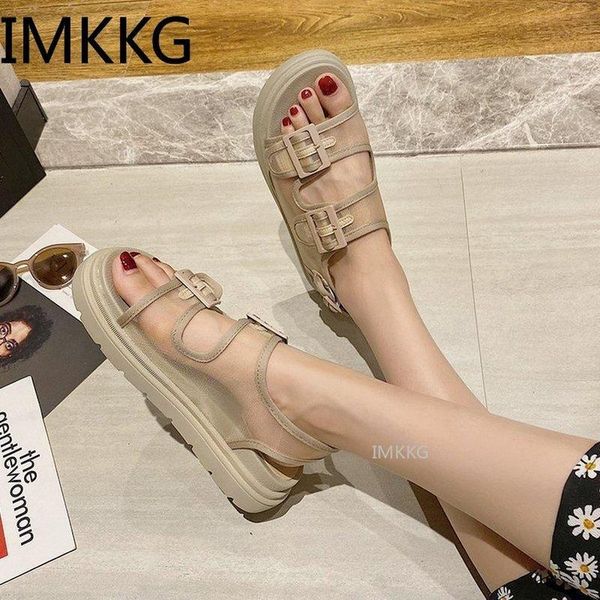 

sandals summer women cool platform 2021 casaul shoes chunky leather outdoor beach women's flat soft, Black