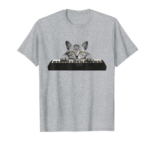 

musician piano cat t shirt for music lovers, White;black