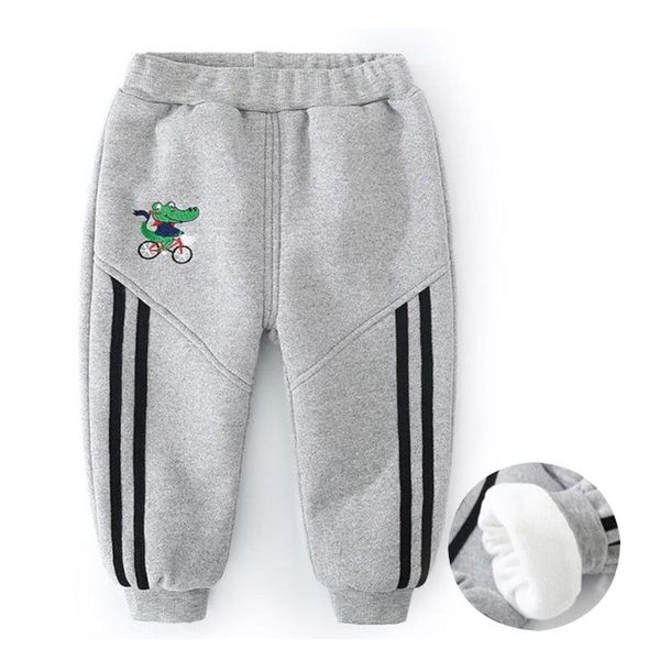 

trousers children's pants autumn and winter boys' cartoon sports plus fleece can not afford ball striped, Blue