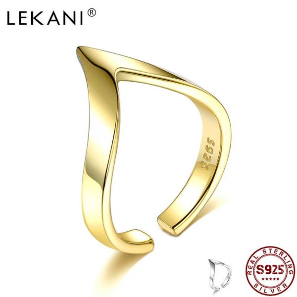 

authentic 925 sterling silver wave geometric open adjustable rings for women wedding engagement fine jewelry arrival cluster, Golden;silver