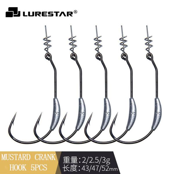 

5pcs 2g 2.5g 3g mustad-crank-fishing-hook jig-head barbed-lead-hook texas offset circle-carp soft bait anti-escape spring fishing hooks