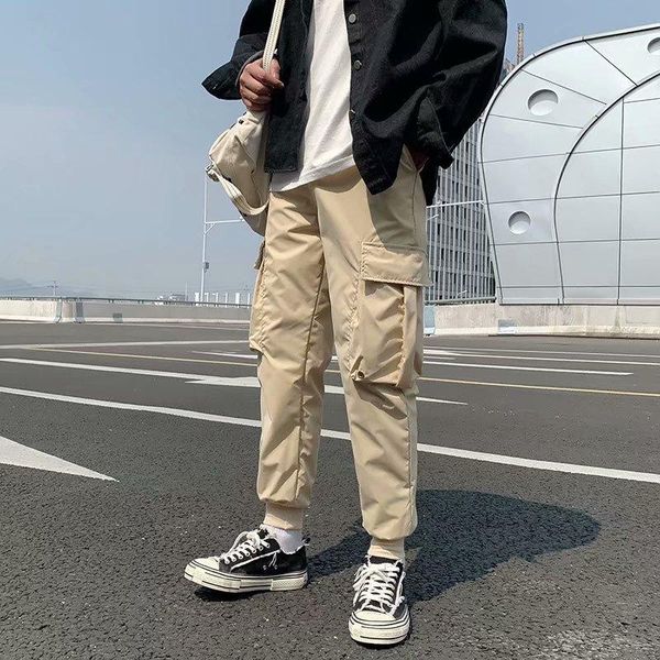 

men's pants fashion cargo mens hip hop japan style streetwear men clothing trousers jogging casual sweatpants pant, Black
