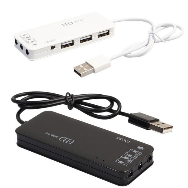 

hubs 3-port usb2.0 hub adapter for virtual 7.1 channel sound external card pc one ps4 laptablet accessories usb